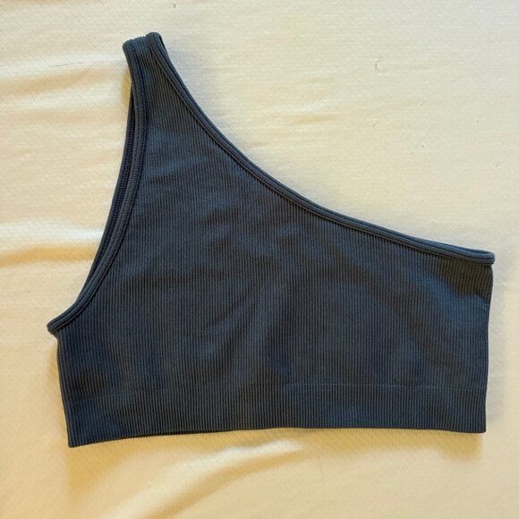 SET Active SCULPTFLEX® RIBBED ONE SHOULDER BRA - Thunder Blue - Picture 2 of 3